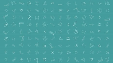 purim holiday flat design animation background with traditional outline icon symbols