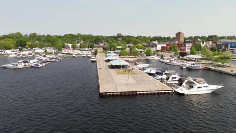 forward shot of the lake and town of midland