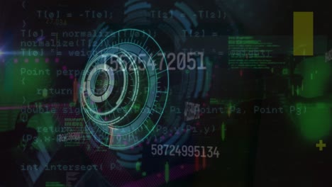 animation of scope scanning over data processing on black background