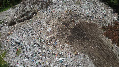 Aerial-drone-shot-of-Garbage-dump-on-a-tropical-Island