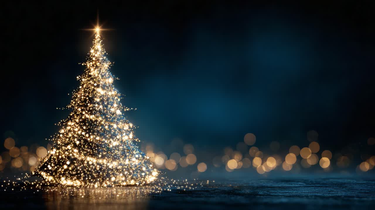 Un albero di Natale incredibilmente illuminato e decorato con luci scintillanti, che cattura la magia delle feste in un'atmosfera splendidamente festosa