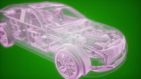 Holographic-animation-of-3D-wireframe-car-model-with-engine