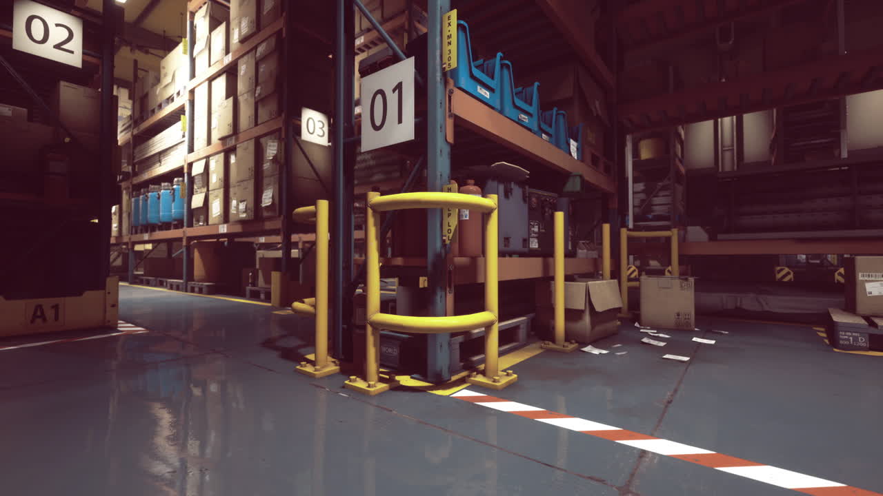 интерьер склада, демонстрирующий стойки для хранения и стратегии организации