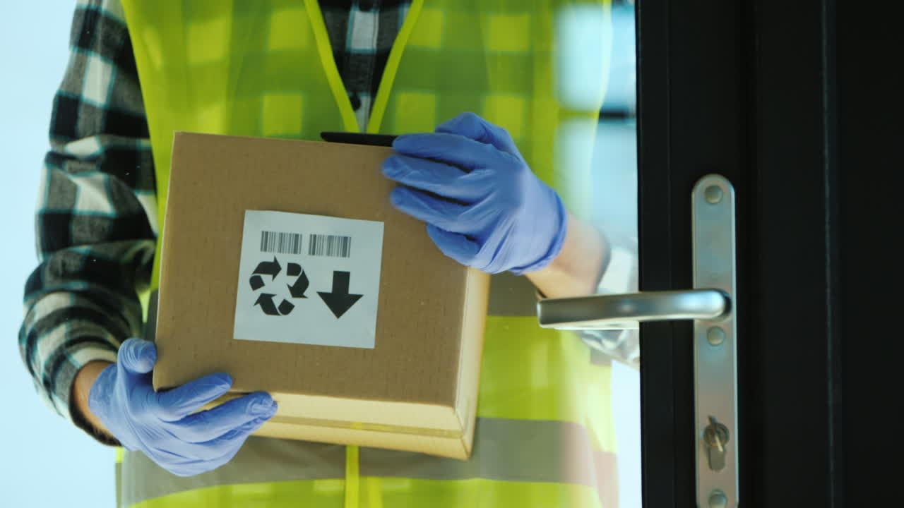 우체부는 소포를 수령인의 집으로 배달합니다.