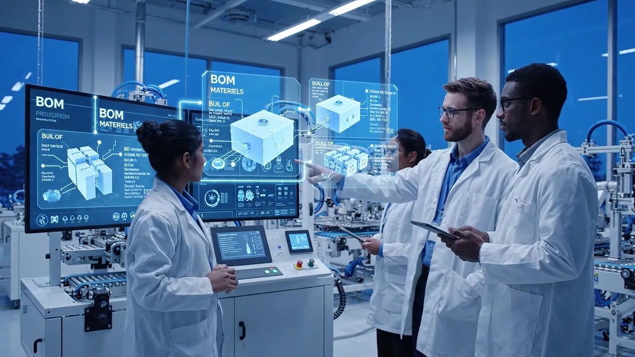 Diverse Engineers Discussing Product Design with Holographic Display in Modern Lab