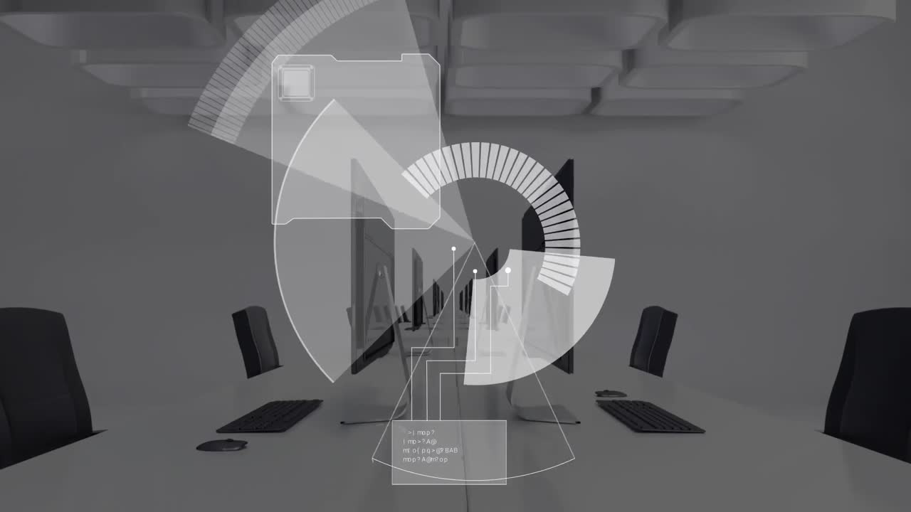 Digital interface with data processing against empty office