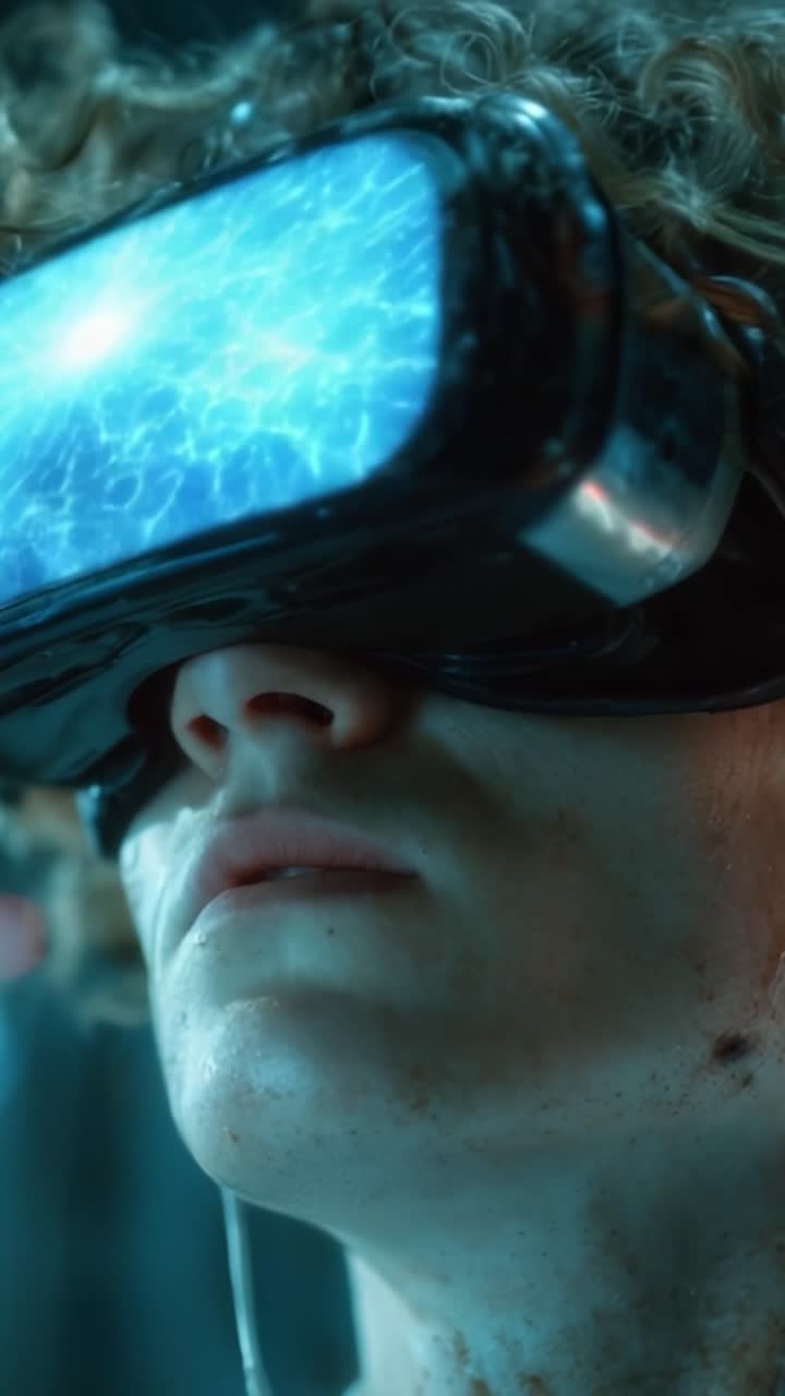An Intense Virtual Reality Experience: A Close-Up View of an Individual Immersed in a World of Digital Wonders, Captured in Two Distinct Frames