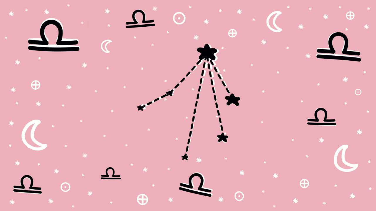 animación en stop motion dibujada a mano del símbolo y la constelación del signo del zodiaco libra