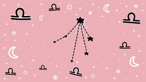 Hand-drawn-stop-motion-animation-of-Libra-zodiac-sign-symbol-and-constellation