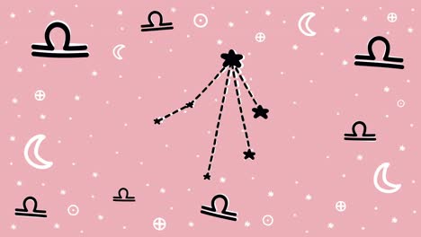 hand drawn stop motion animation of libra zodiac sign symbol and constellation