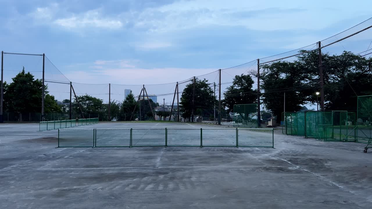Tennis Court on a Cloudy Day