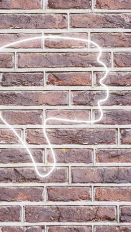 animation of glowing neon thumb down icon on brick wall