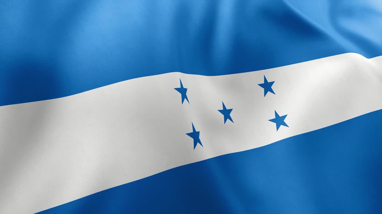 Realistic waving flag of Honduras, blue and white stripes with five blue stars. Central American nation symbol, Tegucigalpa, patriotism, Honduras
