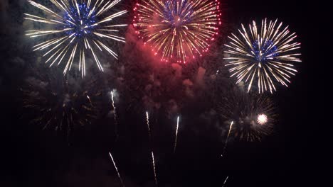 beautiful colourful fire work display at night for celebration in festival