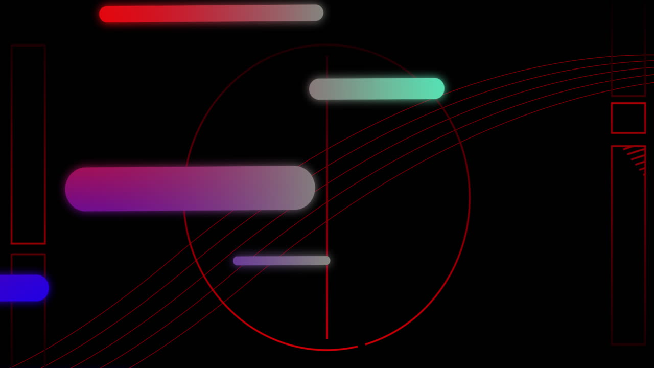 animación de formas de gradiente en un patrón sin costuras contra formas abstractas en fondo negro