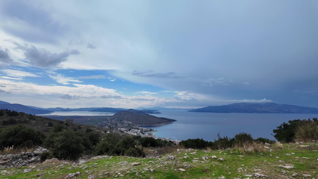 Albanian riviera holiday Sarandë Ionian Sea view of Corfu island Greece