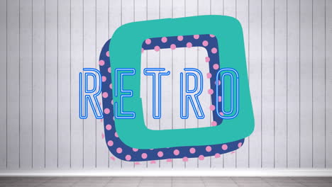 animation of retro text over white background