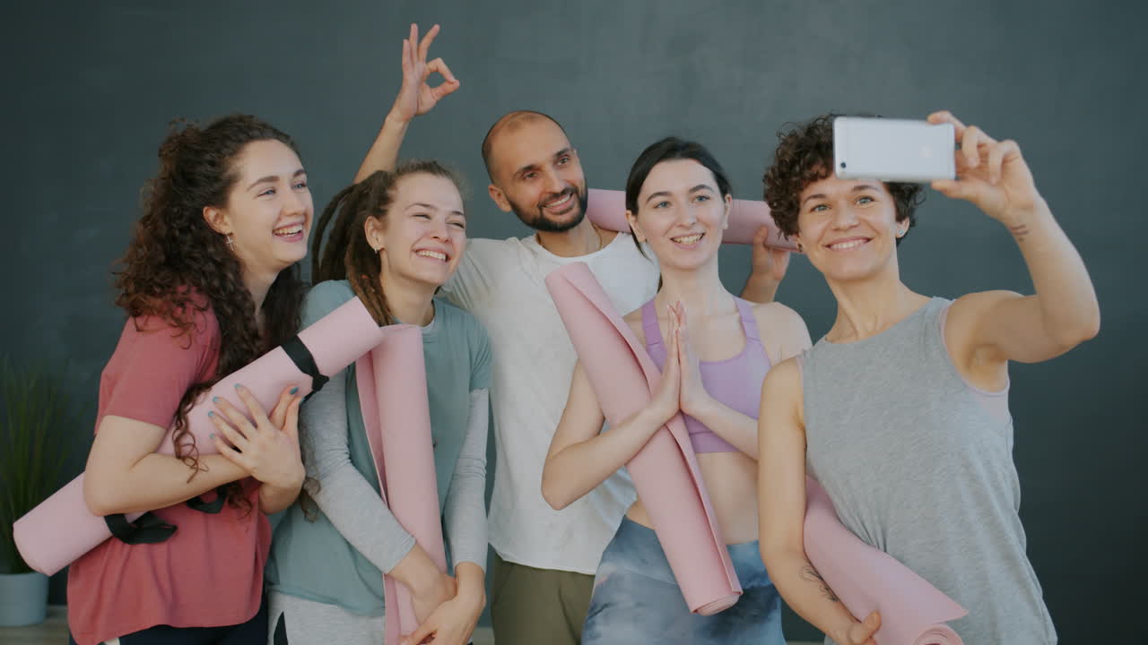 Group Selfie of Friends After a Yoga Class