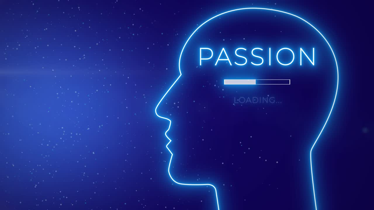 목표 지향적 인 인간 머리, 열정적 인 마음.