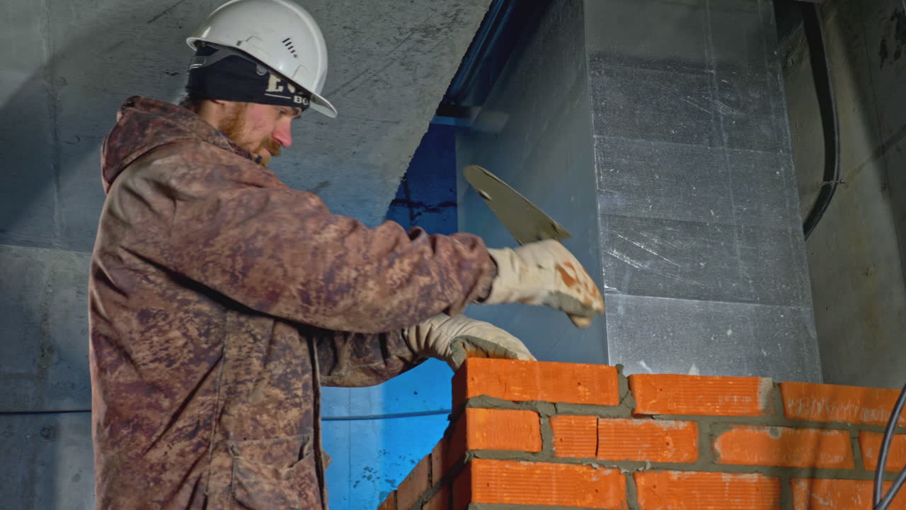 Bricklayer at work