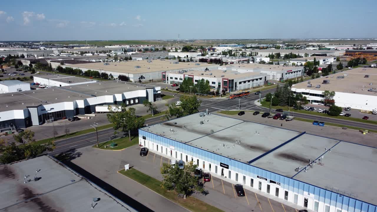 Calgary warehouses and industrial zone in summertime