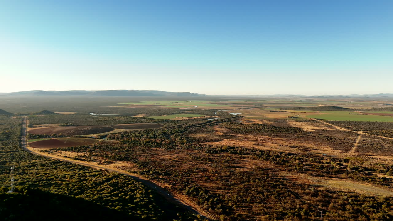 Native vegetation removed for farm land in remote bushveld, aerial view