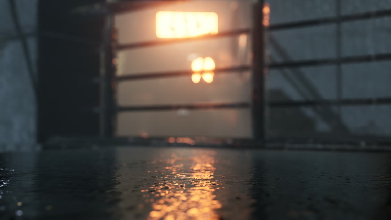 neon lights in soft focus on street with fog at night