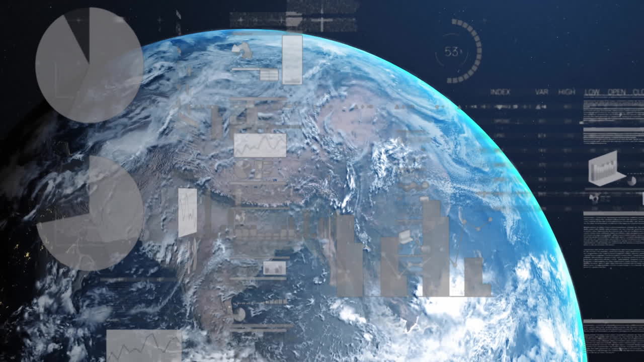 전 세계 데이터 처리 및 다이어그램의 애니메이션