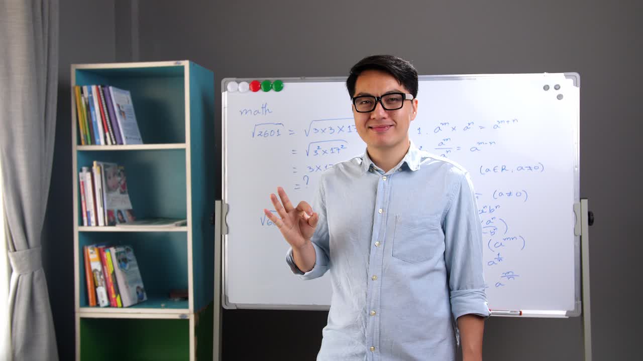 Asian Teacher Showing Ok Sign