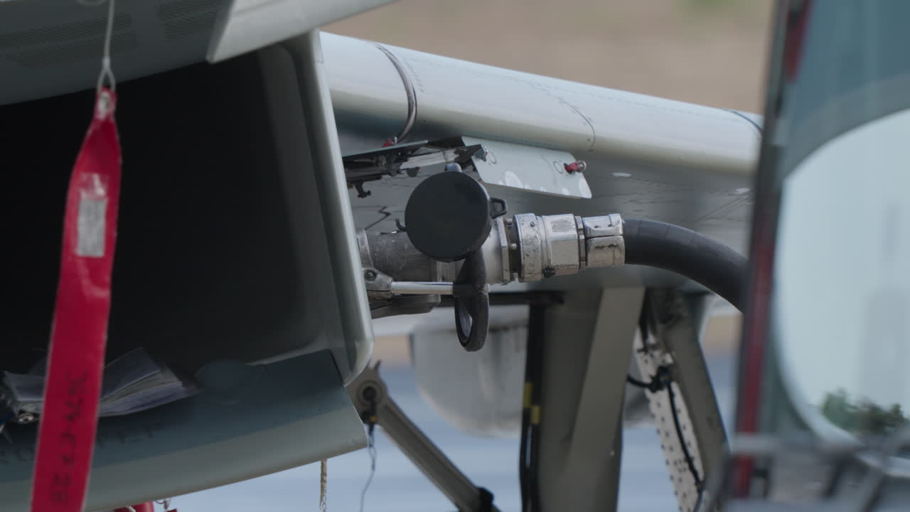 Close-Up of Military Aircraft Refueling Connection
