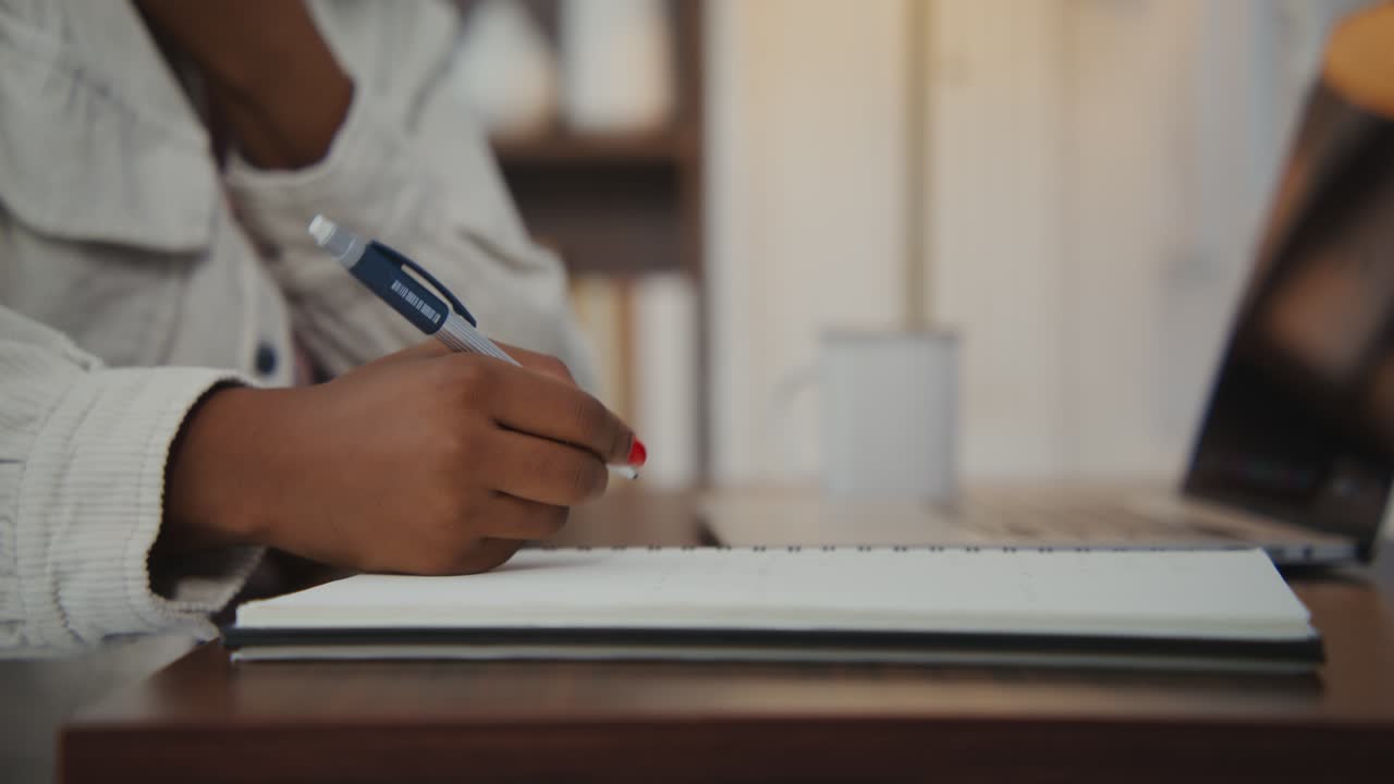 persona que escribe en un cuaderno