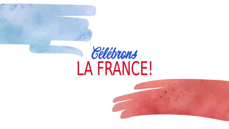 animation of celebrons la france text with french flag on white background