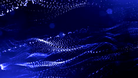 fondo azul 3d con fantásticas partículas luminosas. animación 3d en bucle con profundidad de campo, efectos de luz. fondo digital moderno. 2