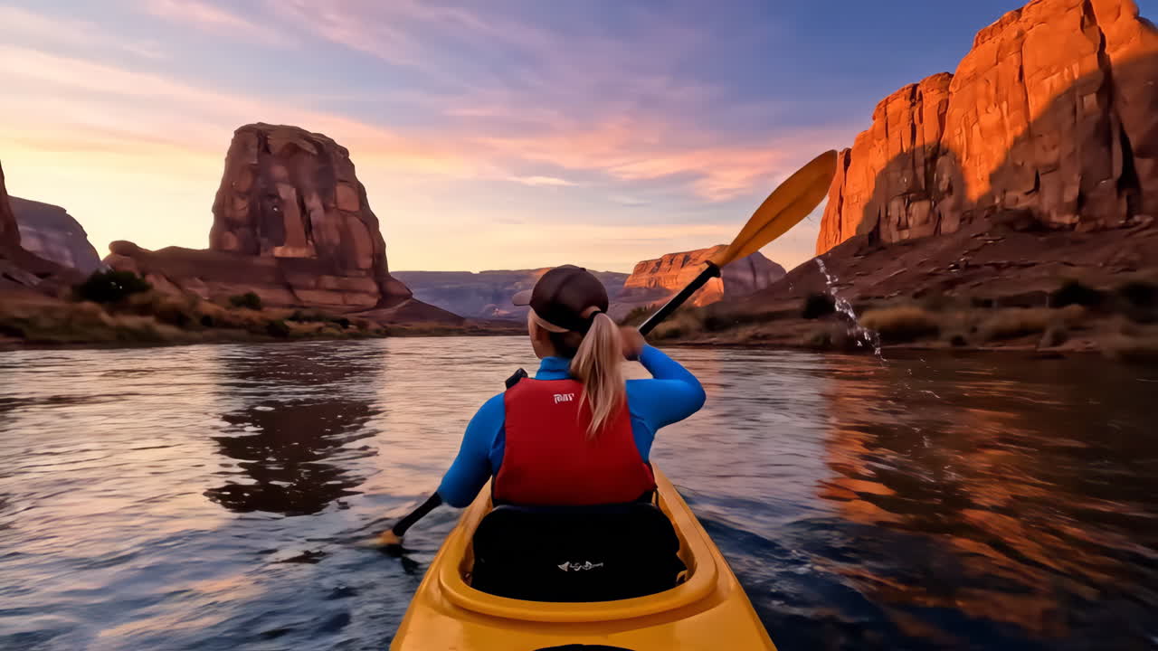 Kayaking adventure in a scenic canyon