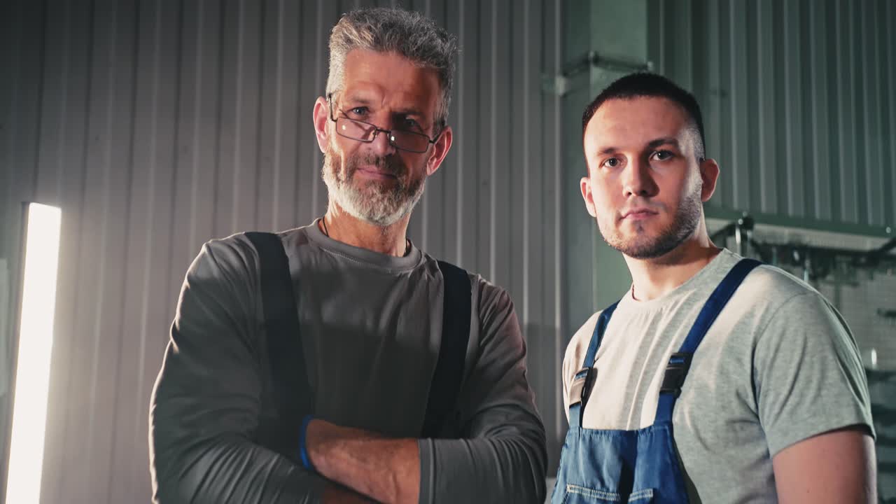 Two mechanics in a garage