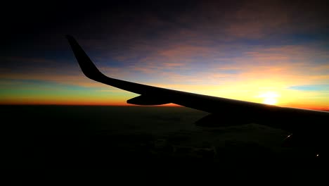 amazing sunrise view from commercial airplane windows