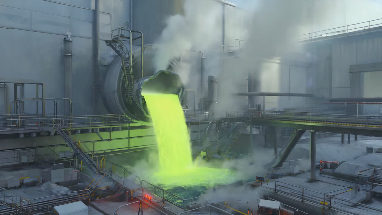 Industrial Factory with Toxic Waste Spill