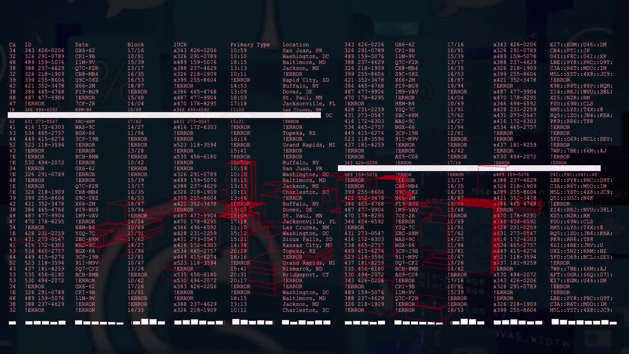 Animation of data processing and scanning on screen