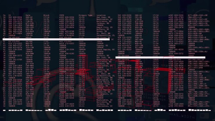 Animation of data processing and scanning on screen
