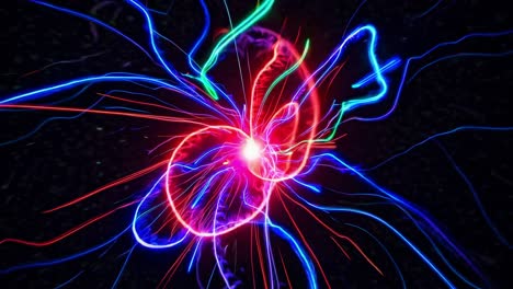 plasma globes radiating colorful electric discharges against dark background, creating mesmerizing visual energy patterns through luminescent scientific phenomenon