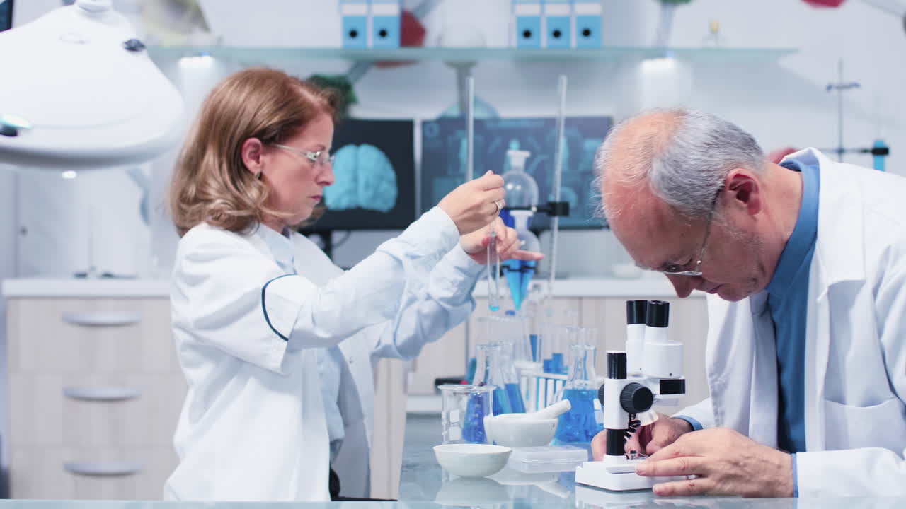Scientists conducting research in a laboratory