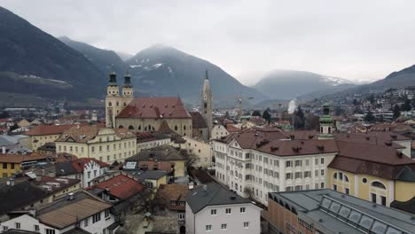 Aerial-view-of-the-city-of-Brixen,-South-Tyrol,-Italy