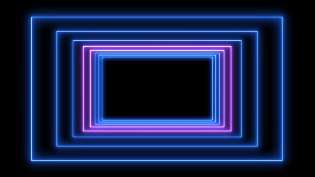 Abstract light neon frame on black background. laser show looped animation . 4K video