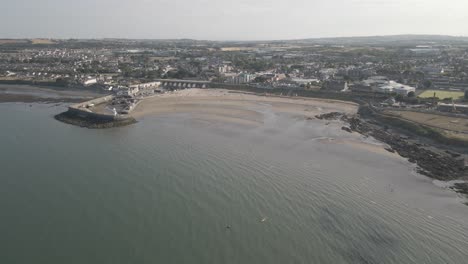 balbriggan harbour in ireland - aerial drone shot