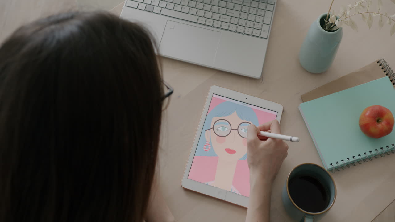 Woman working on digital art