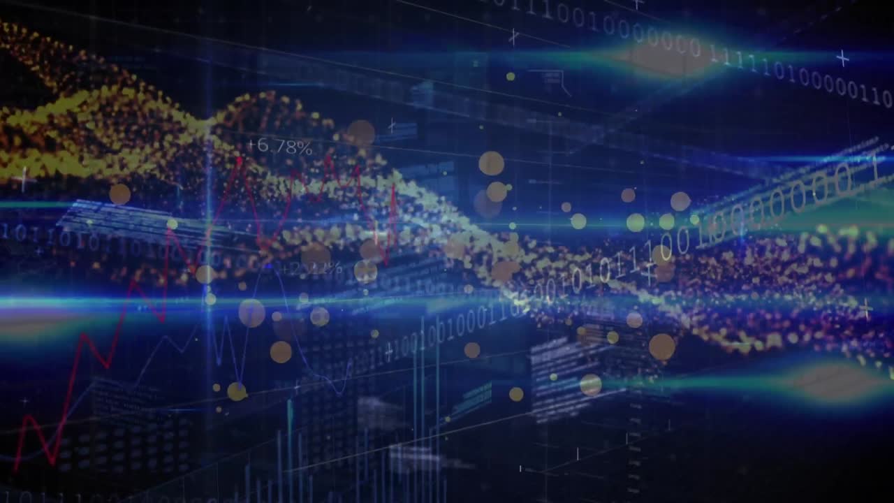 어두운 배경에서 데이터 처리의 애니메이션