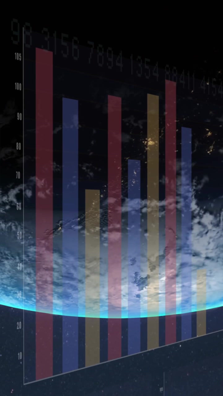 Animazione dell'elaborazione di dati finanziari sul globo