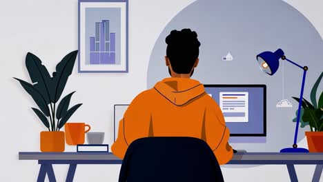 illustration of a person working at a computer