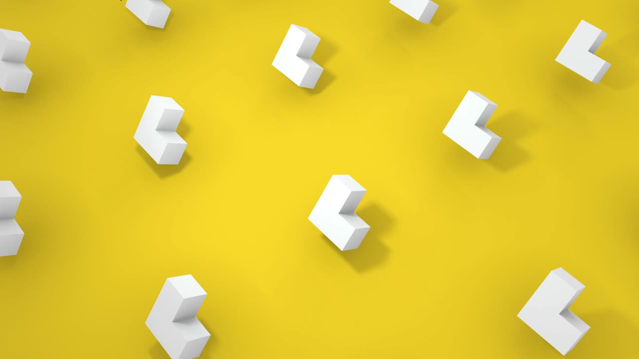 5개의 다른 색의 3d 기하학적 물체 회전 세트, 4k 원활한 루프 애니메이션 영상.