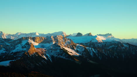 rock summits of dent de jaman and rochers-de-naye in vaud during sunset in switzerland